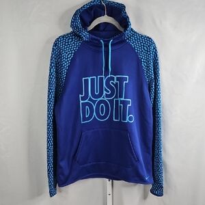 Nike Mens Just Do It Therma-Fit Blue Pullover Hoodie Size Medium